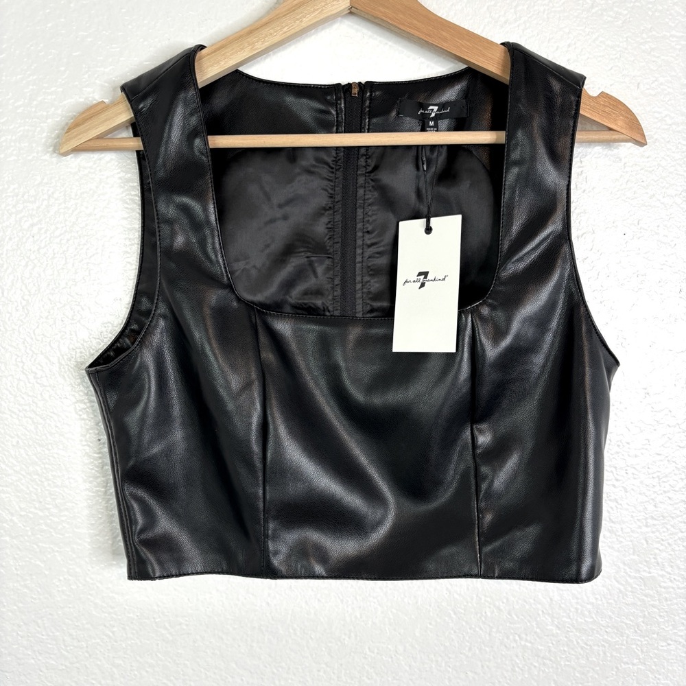 NWT 7 FOR ALL MANKIND Faux Leather Crop Top